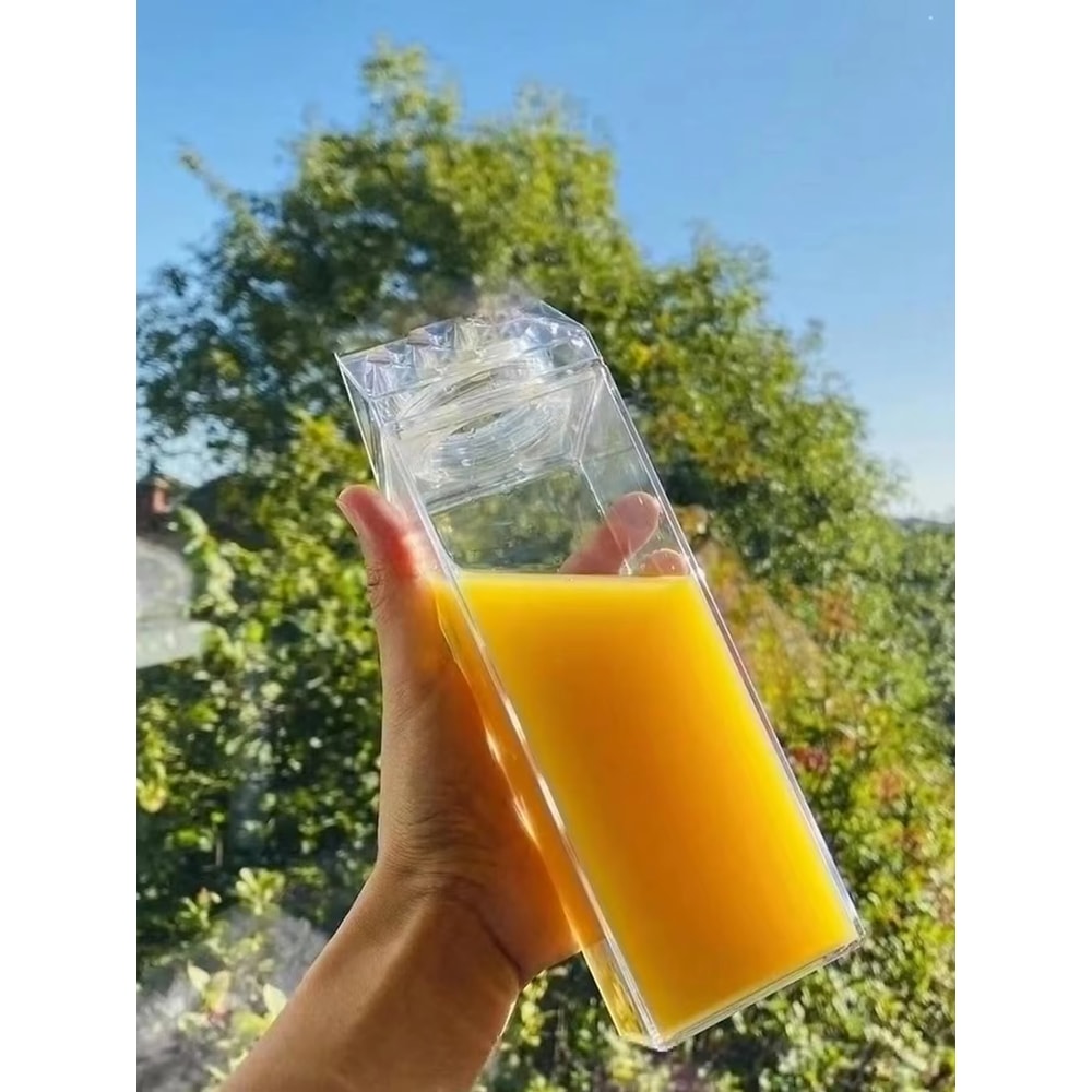 Portable Clear Box Milk Carton Water Bottle Transparent Plastic For Tea Juice Milk Bottles 1