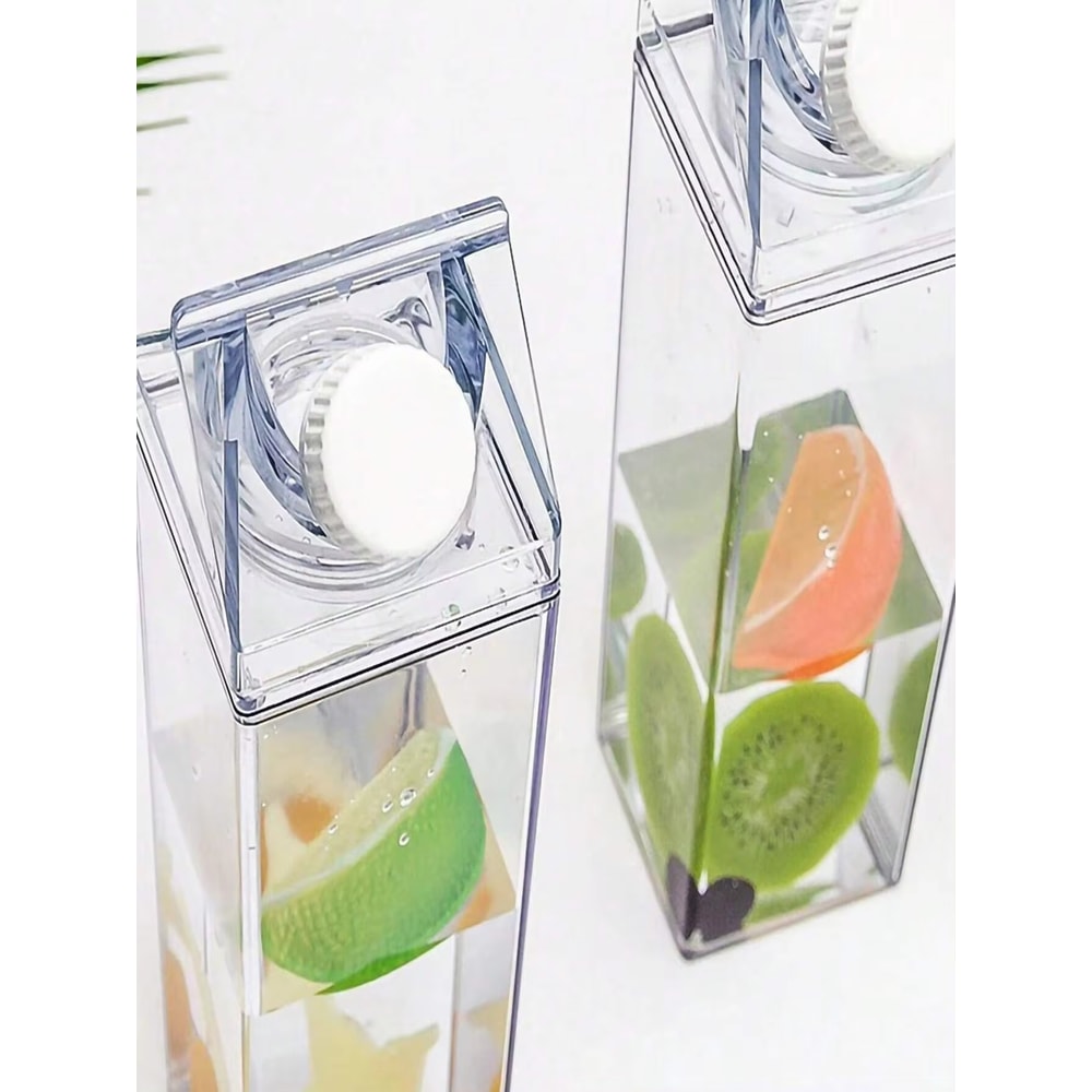 Portable Clear Box Milk Carton Water Bottle Transparent Plastic For Tea Juice Milk Bottles 3