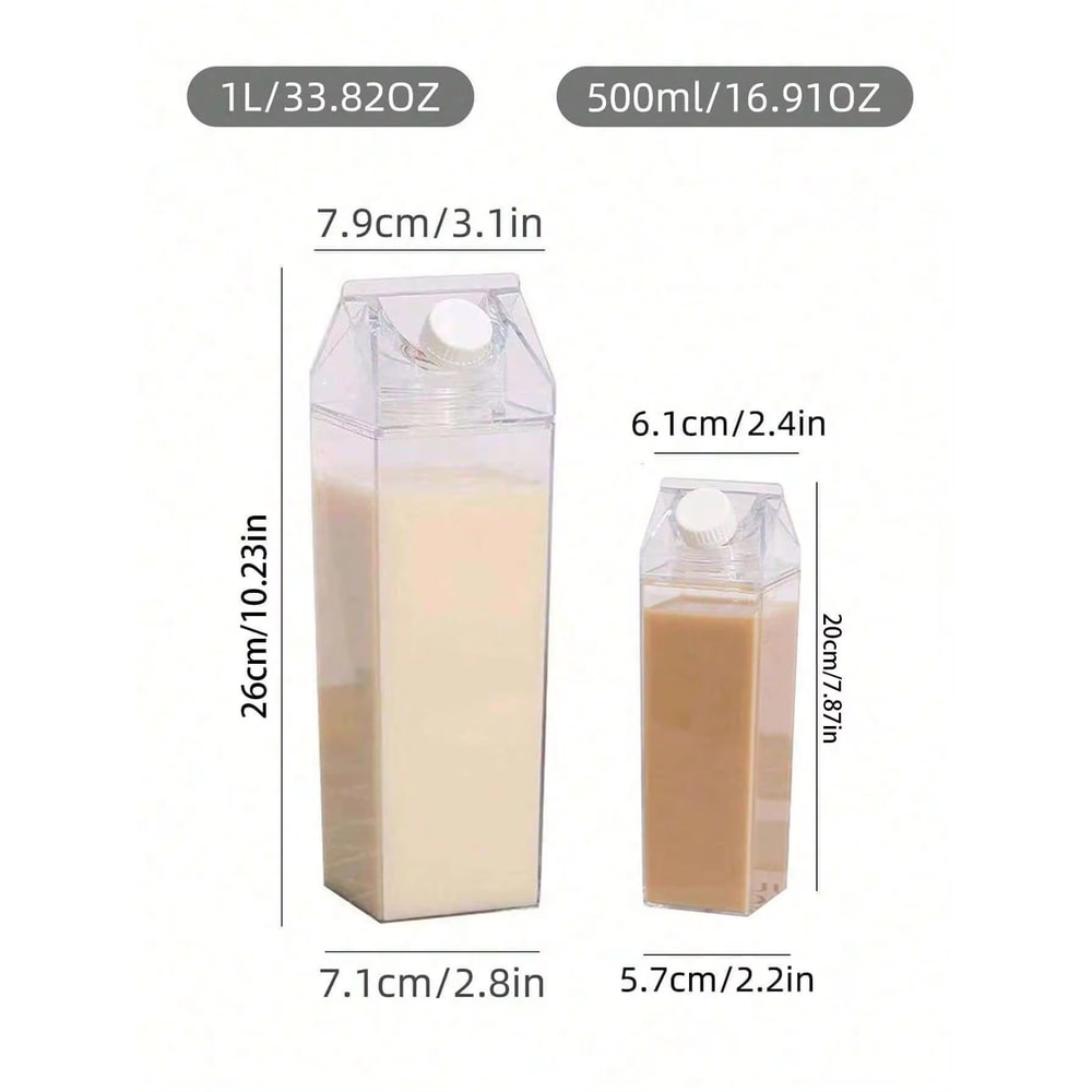 Portable Clear Box Milk Carton Water Bottle Transparent Plastic For Tea Juice Milk Bottles 4