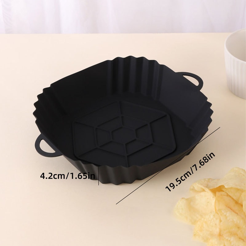 Square Air Fryer Baking Pan Silicone Air Fryer Pot Tray With Handle Reusable Air Fryer Liner For Ki 4