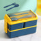 Microwave Bento Box for Kids Double Layer Food Storage Container with Fork Spoon Dinnerware Set