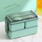 Microwave Bento Box for Kids Double Layer Food Storage Container with Fork Spoon Dinnerware Set