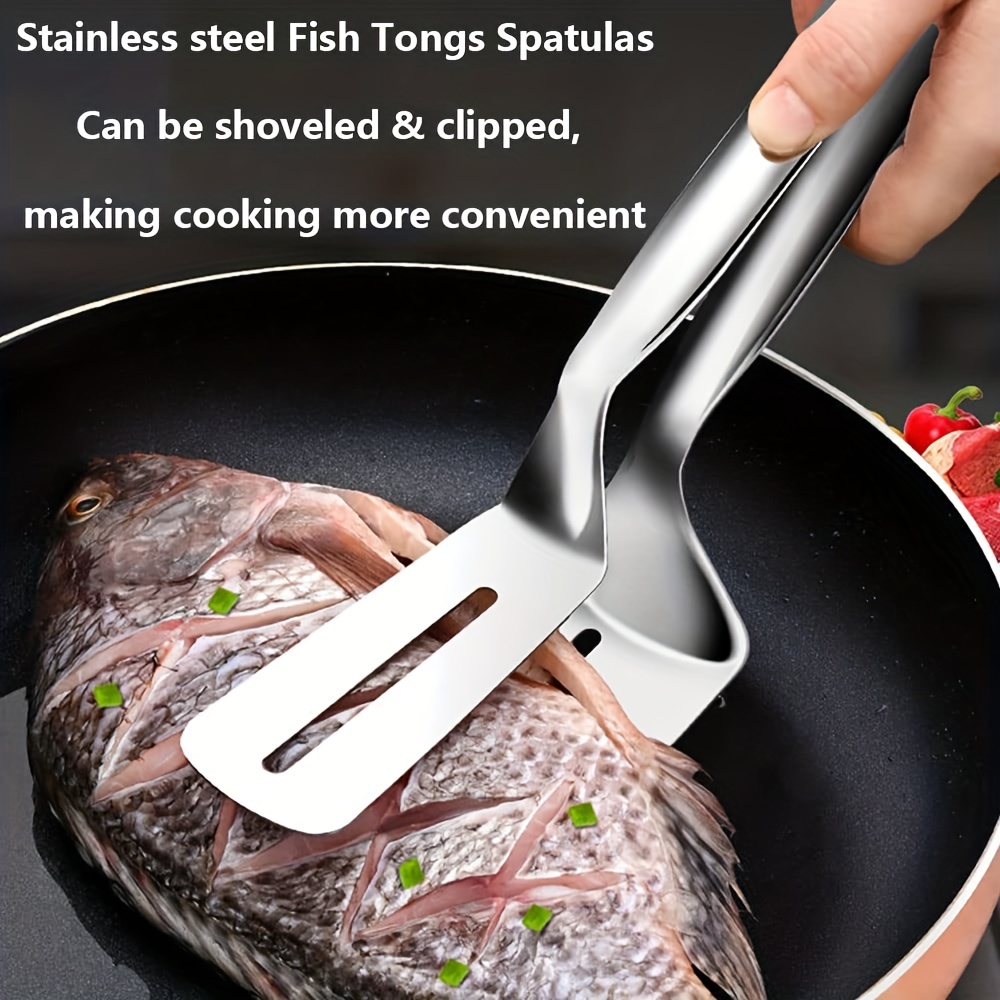 DoubleSided Spatula Cooking Tongs Stainless Steel Steak Clips For Kitchen Baking 1