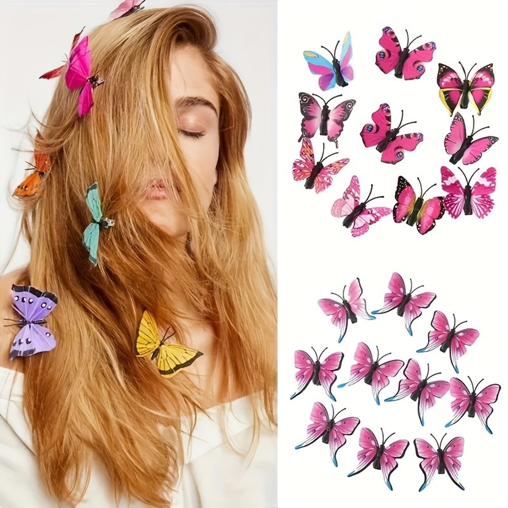 Hair Accessories Butterfly Hair Clips 3D PVC Simulation For Girls Party 1