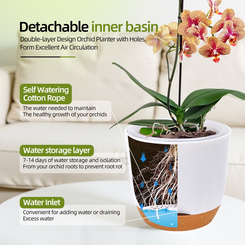Plastic Orchid Pot With Holes Self Watering Orchid Planter For Repotting With Inner Pot And Inje Fl 3