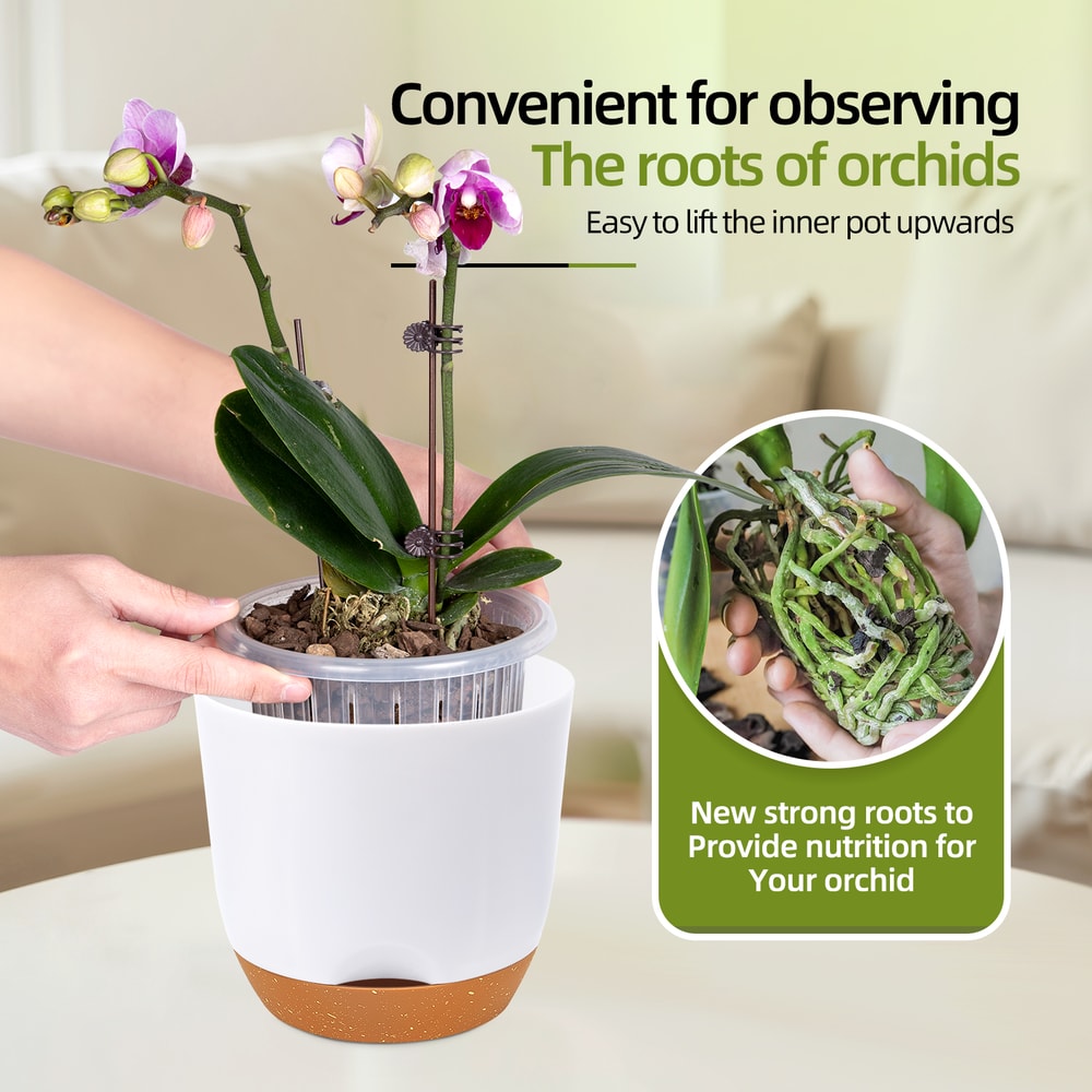 Plastic Orchid Pot With Holes Self Watering Orchid Planter For Repotting With Inner Pot And Inje Fl 1