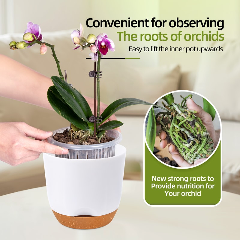 Plastic Orchid Pot With Holes Self Watering Orchid Planter For Repotting With Inner Pot And Inje Fl 1
