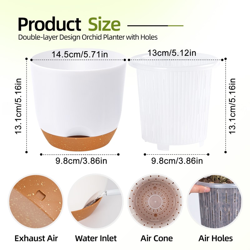 Plastic Orchid Pot With Holes Self Watering Orchid Planter For Repotting With Inner Pot And Inje Fl 4