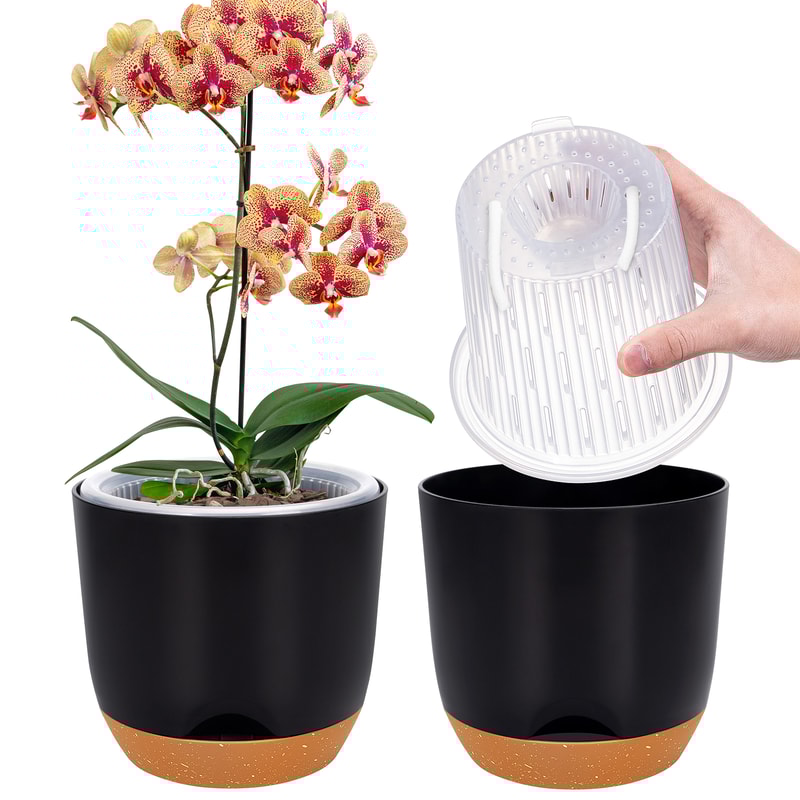 Plastic Orchid Pot With Holes Self Watering Orchid Planter For Repotting With Inner Pot And Inje Fl 6