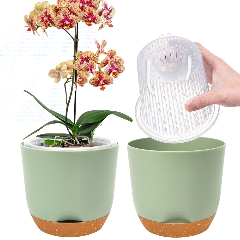 Plastic Orchid Pot With Holes Self Watering Orchid Planter For Repotting With Inner Pot And Inje Fl 7