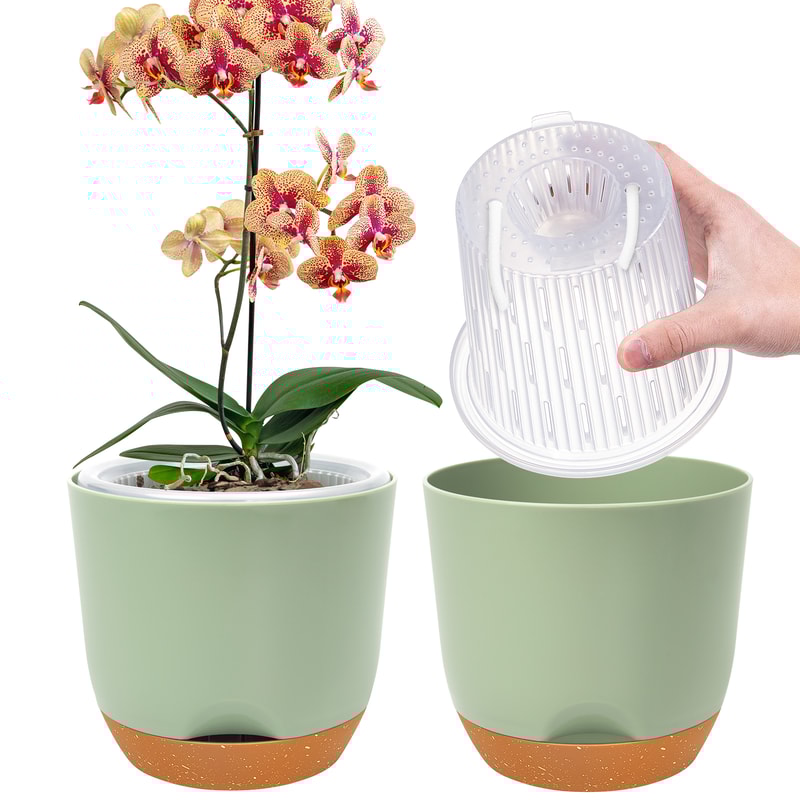 Plastic Orchid Pot With Holes Self Watering Orchid Planter For Repotting With Inner Pot And Inje Fl 7