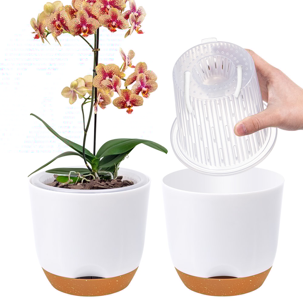 Plastic Orchid Pot With Holes Self Watering Orchid Planter For Repotting With Inner Pot And Inje Fl 5