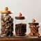 Glass Food Storage Jar With Airtight Wood Lid For Coffee Beans Nuts Spice And Candy 2
