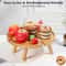 Wooden Folding Picnic Table With Glass Holder Round Desk Collapsible Wine Glass Rack For Outdoor Ga 3