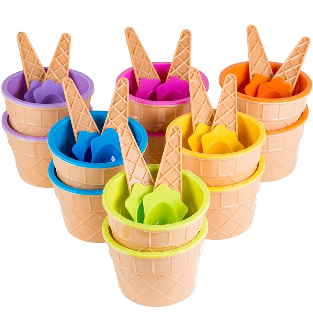 Ice Cream Bowls Set Vibrant Colors Sundae Kit Spoons For Summer Holiday Parties And Ice Cream Bowl 4