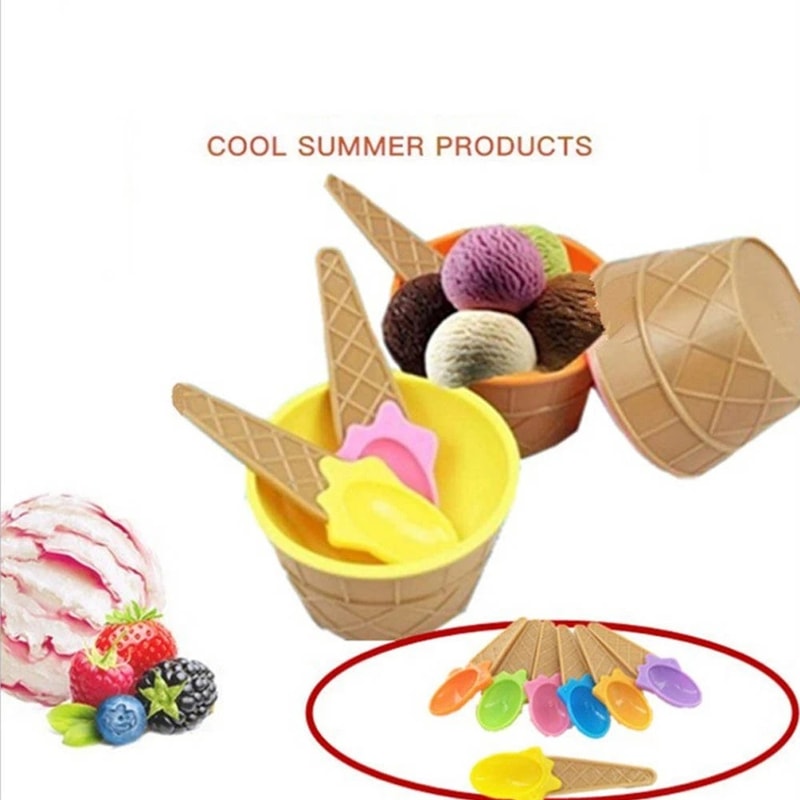 Ice Cream Bowls Set Vibrant Colors Sundae Kit Spoons For Summer Holiday Parties And Ice Cream Bowl 3