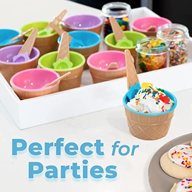 Ice Cream Bowls Set Vibrant Colors Sundae Kit Spoons For Summer Holiday Parties And Ice Cream Bowl 2
