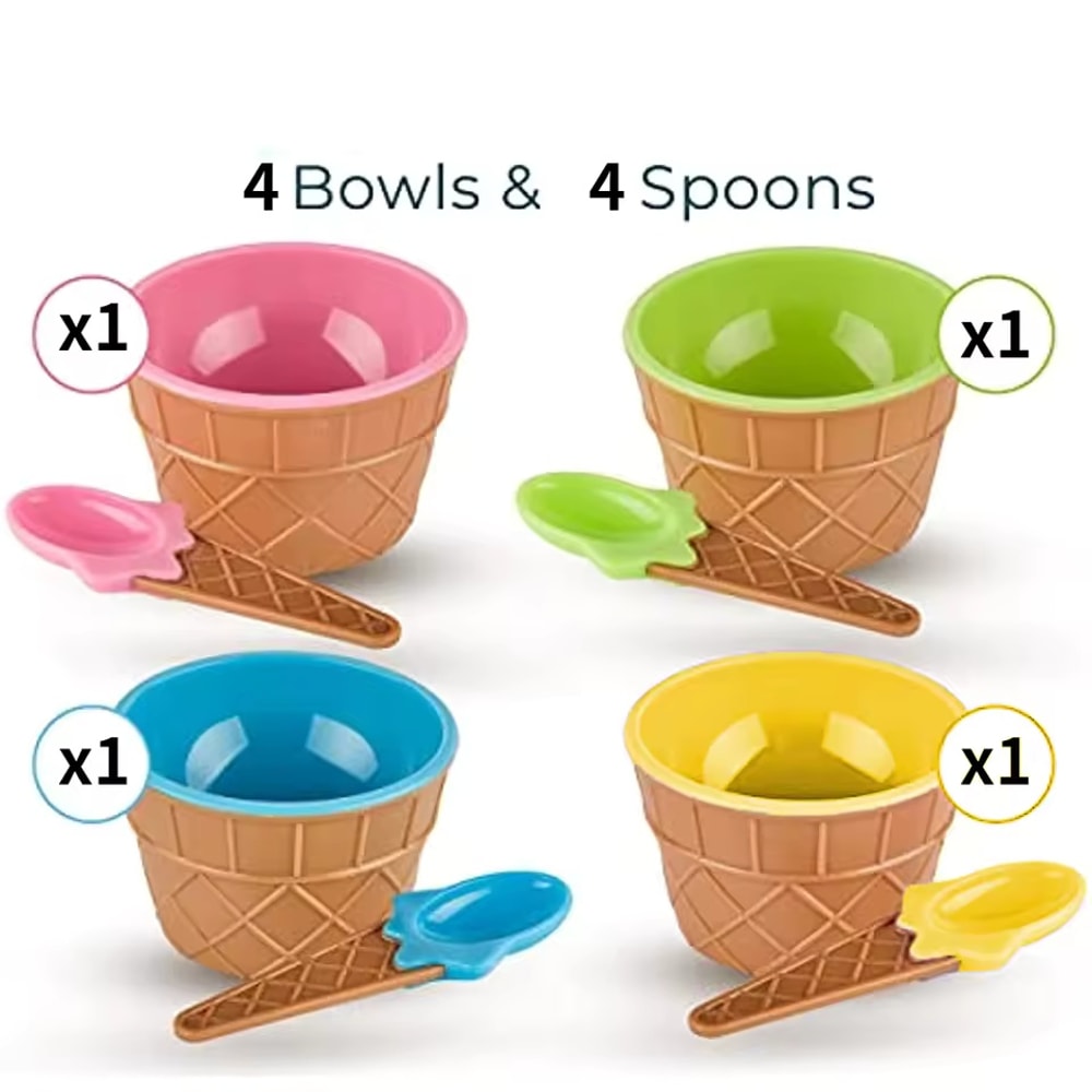 Ice Cream Bowls Set Vibrant Colors Sundae Kit Spoons For Summer Holiday Parties And Ice Cream Bowl 10
