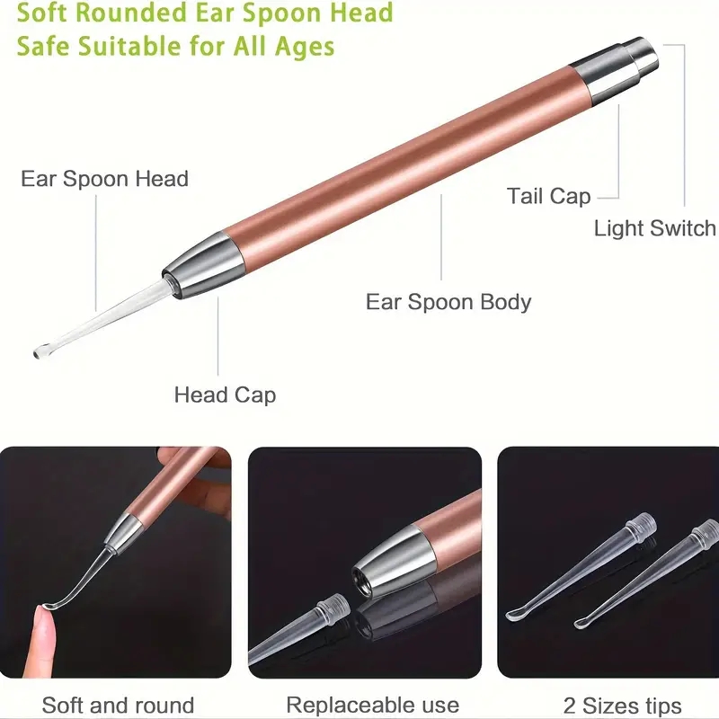 Luminous Ear Scoop With Light Stainless Steel Visual Ear Cleaner 4