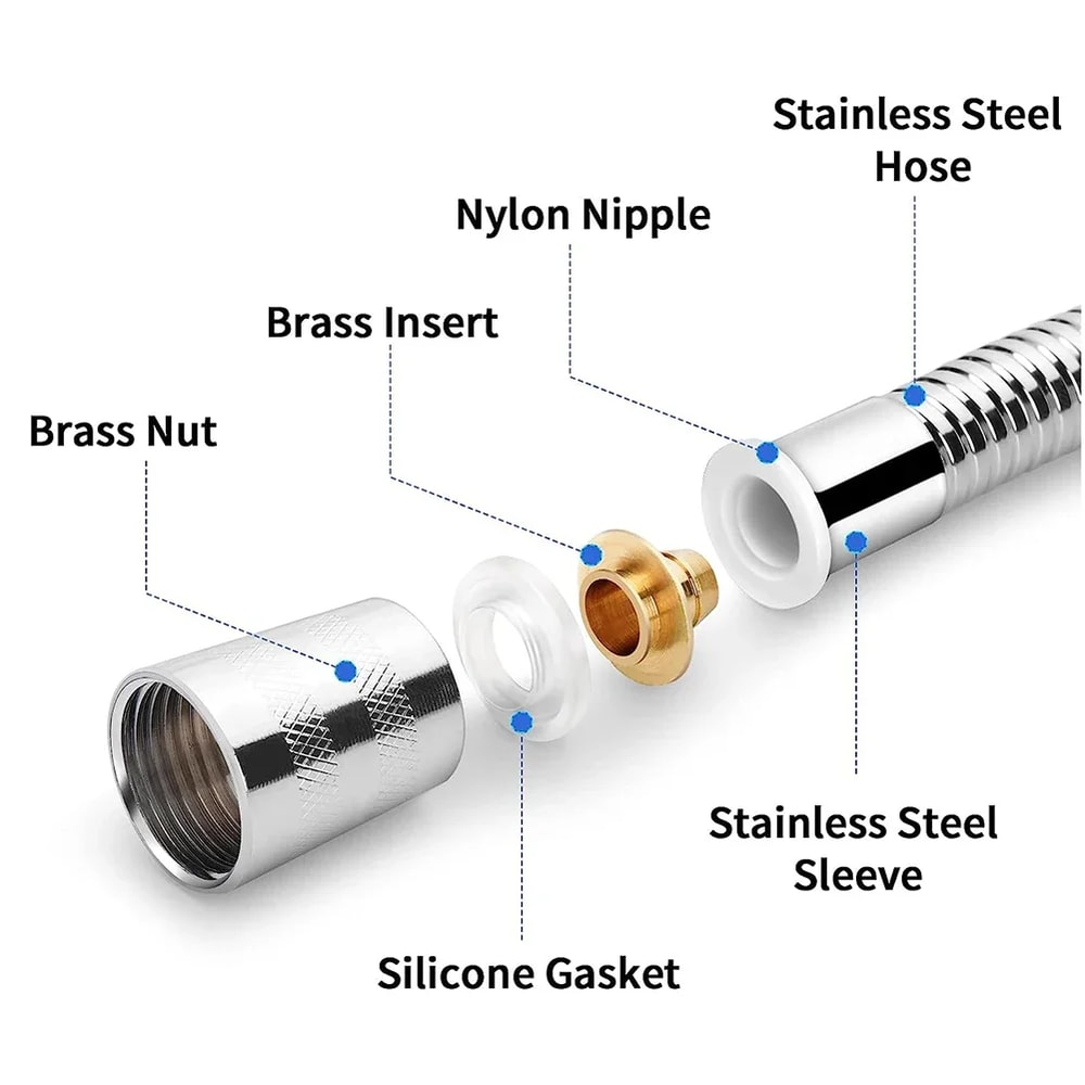 Stainless Steel Shower Hose Extension Tube Water Pipe for Bathroom