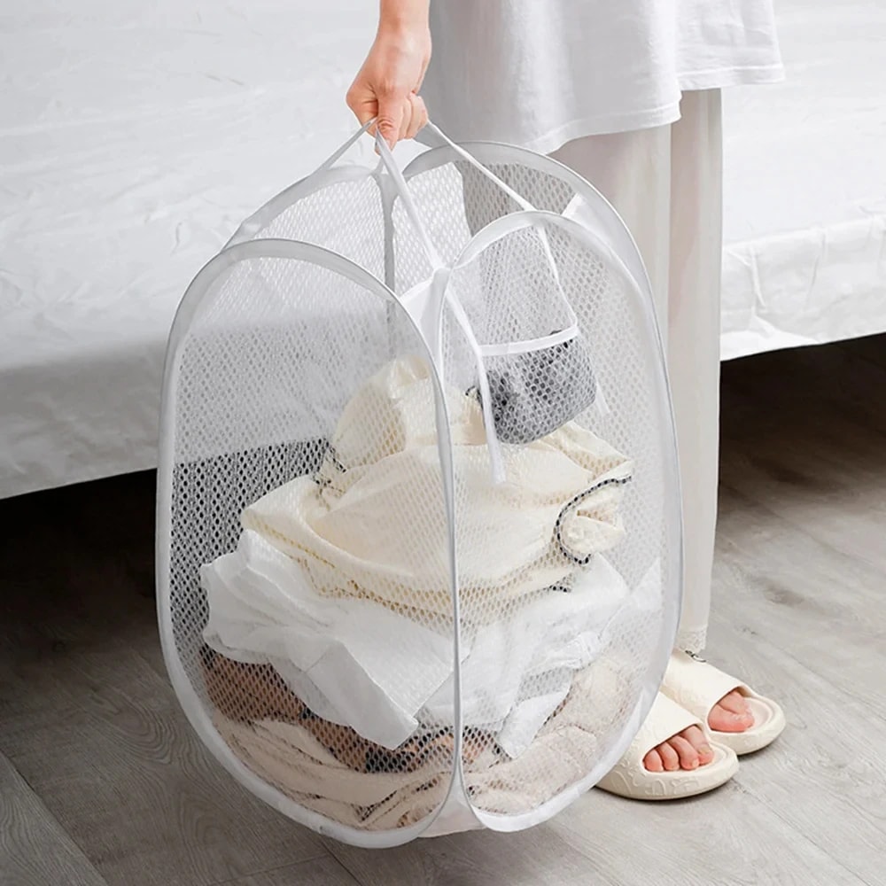 Portable Dirty Clothes Basket Skeleton Foldable And Ventilated For Easy Storage 2