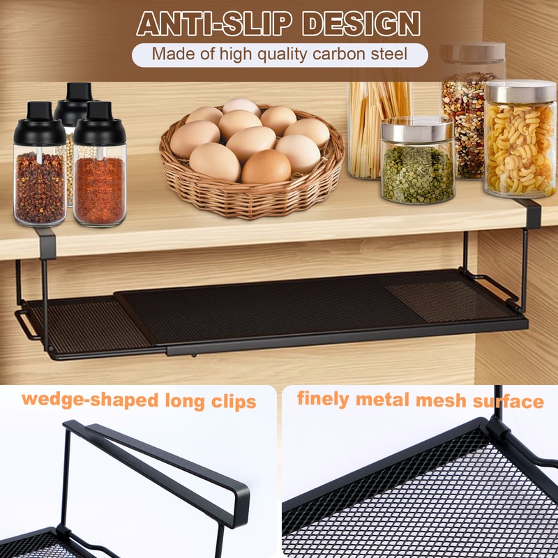 Multipurpose Extendable Under Cabinet Organizer Shelf Steel Hanging Storage Rack For Kitchen And Ho 2