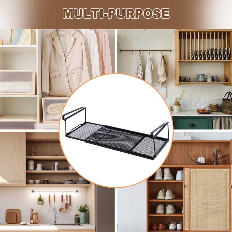 Multipurpose Extendable Under Cabinet Organizer Shelf Steel Hanging Storage Rack For Kitchen And Ho 4