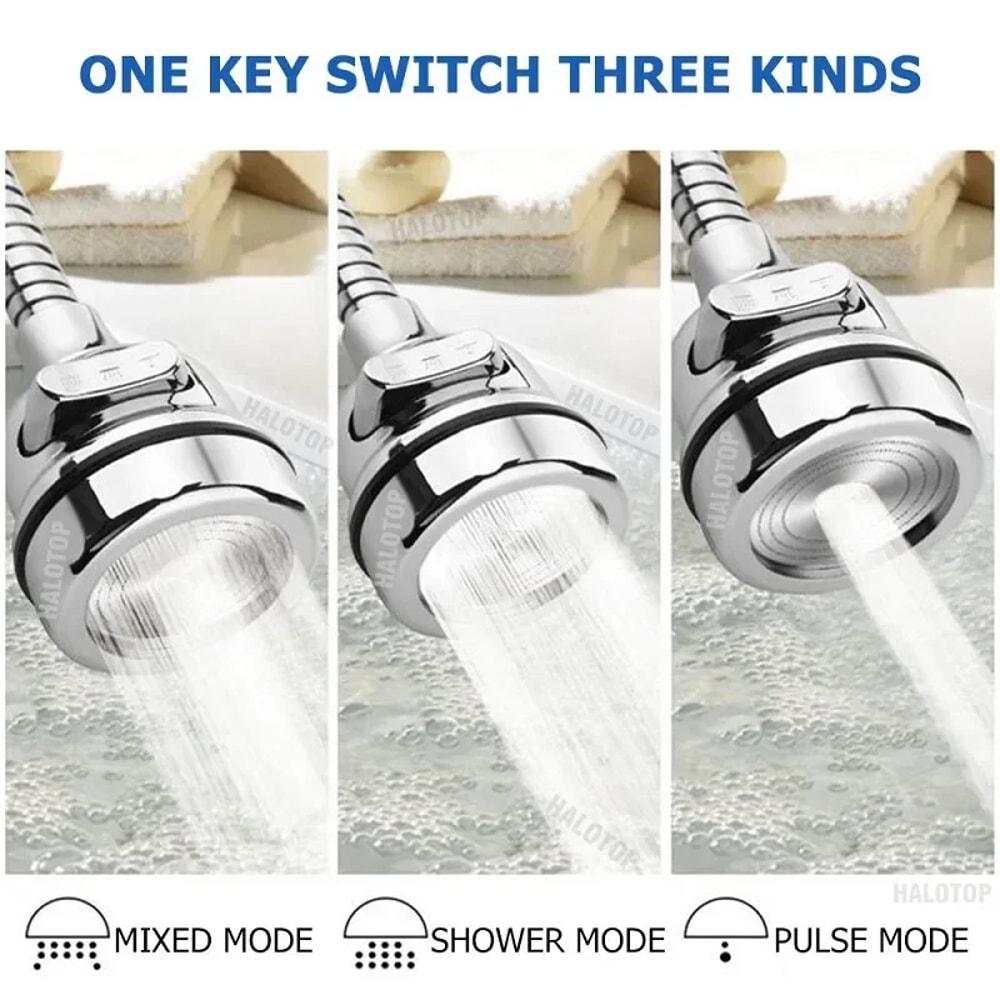 Universal Kitchen Gadgets With Modes Sink Faucet Rotation Water Saving Filter Extension Tube 2