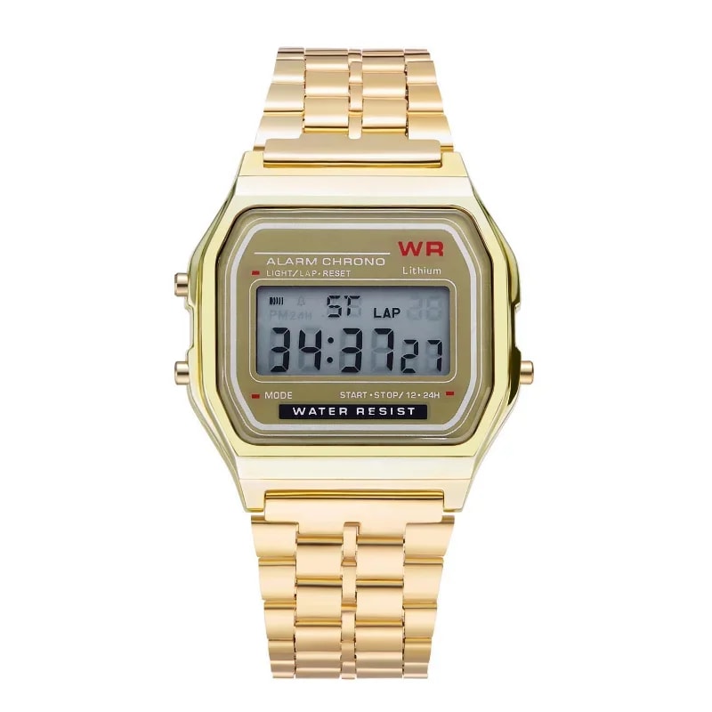 LED Digital Sports Watch Steel Strap Watch For Men And Women Multifunction Electronic Clock 0