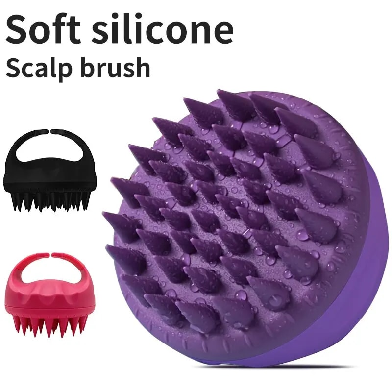 Scalp Exfoliator Brush Head Scrubber Tools For Hair Washing Clean Scalp Massager Comb With Handle 2