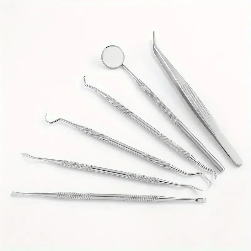 Stainless Steel Dental Tools Kit for Oral Cleaning Tartar Removal Flossing Care Mirror Easy to Clean