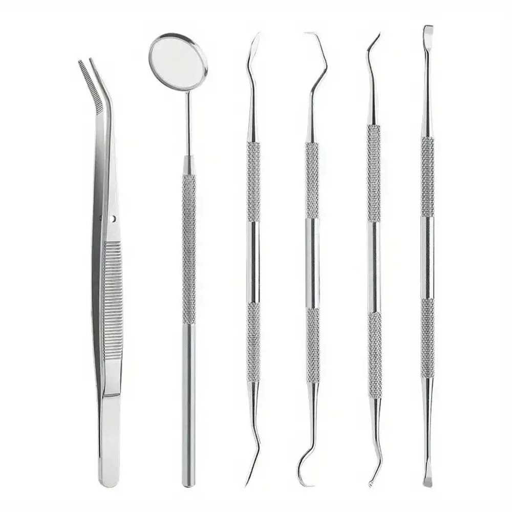Stainless Steel Dental Tools Kit for Oral Cleaning Tartar Removal Flossing Care Mirror Easy to Clean