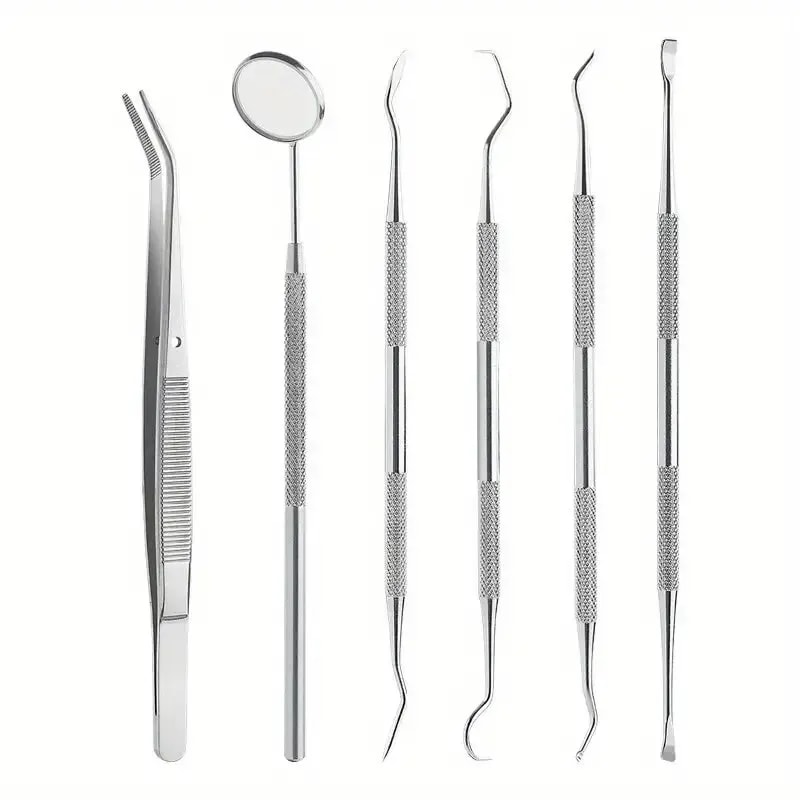 Stainless Steel Dental Tools Kit for Oral Cleaning Tartar Removal Flossing Care Mirror Easy to Clean