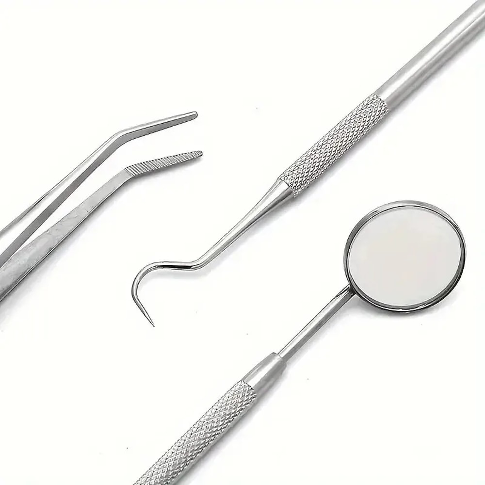 Stainless Steel Dental Tools Kit for Oral Cleaning Tartar Removal Flossing Care Mirror Easy to Clean