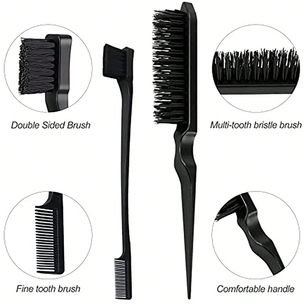 Salon Hair Styling Tool Set Triple Tear Hair Brush With Mouse Tail Comb For Real Hair Wigs 1