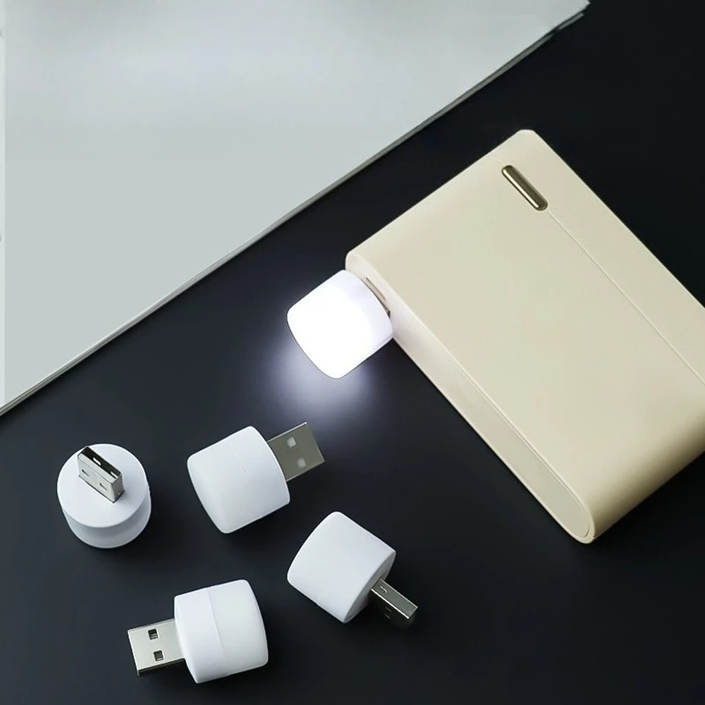 LED Mini USB Night Light Warm White Eye Protection Book Reading Lamp USB Plug Computer Mobile Power 3
