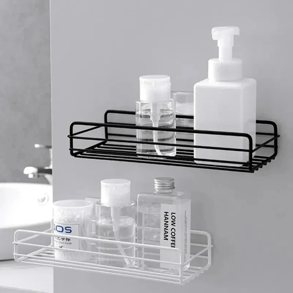 Bathroom Organizer Wall Shelf Corner Storage Iron Shower Drain Basket Cosmetic Rack Shampoo Holder