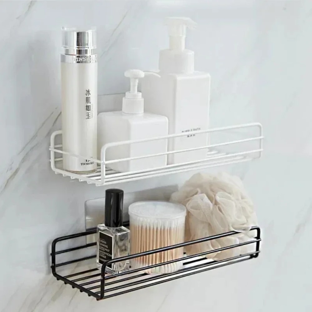 Bathroom Organizer Wall Shelf Corner Storage Iron Shower Drain Basket Cosmetic Rack Shampoo Holder