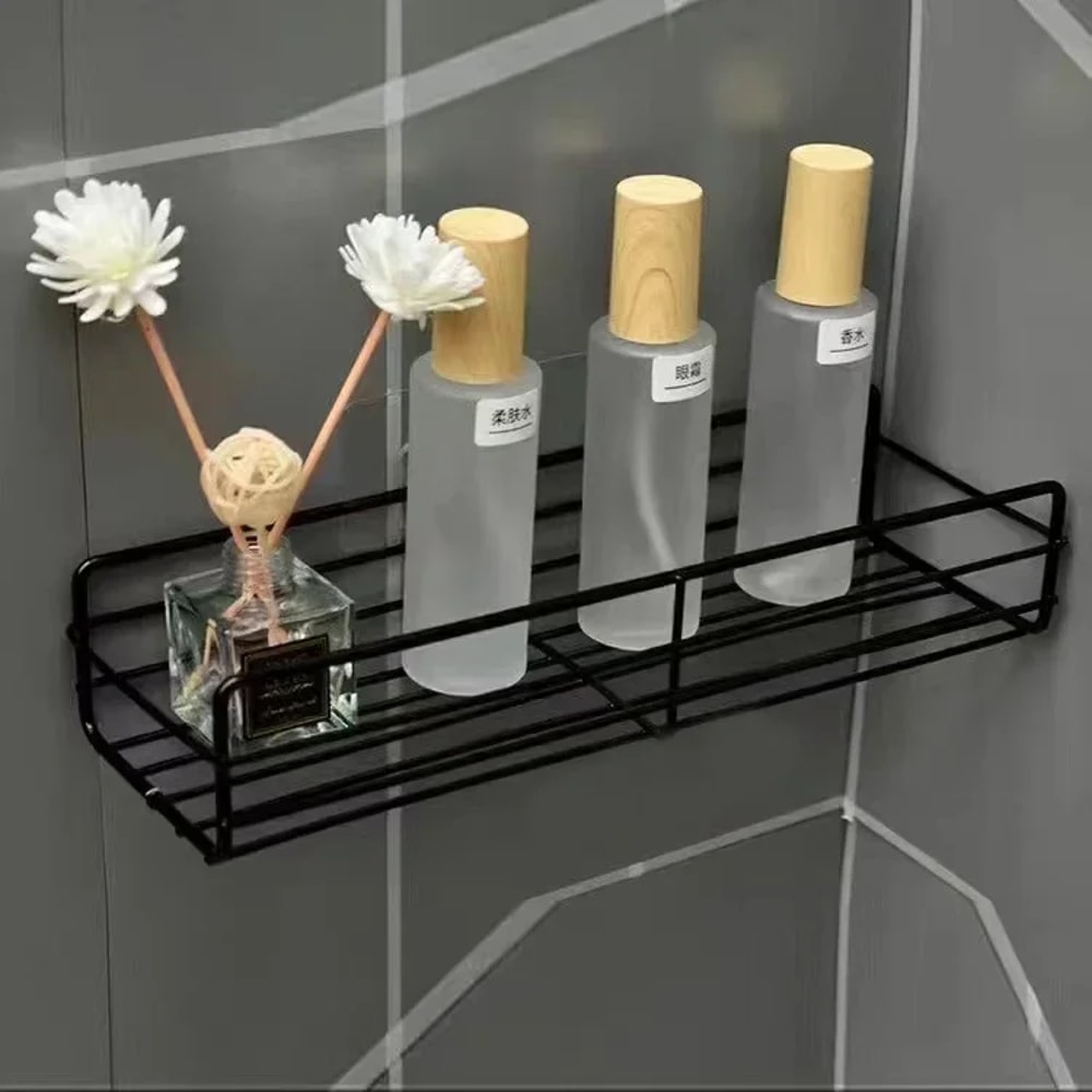 Bathroom Organizer Wall Shelf Corner Storage Iron Shower Drain Basket Cosmetic Rack Shampoo Holder