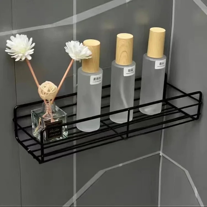 Bathroom Organizer Wall Shelf Corner Storage Iron Shower Drain Basket Cosmetic Rack Shampoo Holder