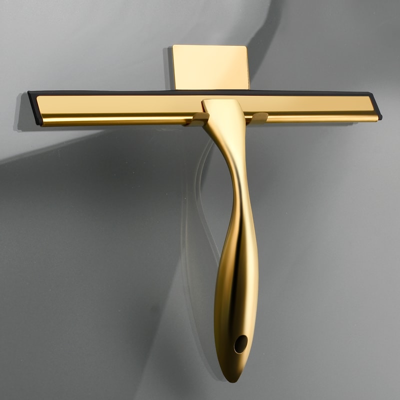 Stainless Steel Shower Squeegee With Hook For Bathroom Mirrors Windows Tiles Kitchen Cleaning 1