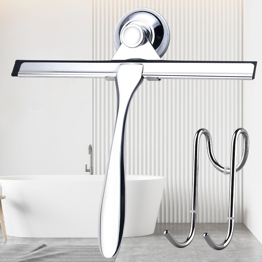 Window Wiper Silicone Rubber Shower Squeegee Blade With Suction Cup Hook For Bathroom Household Use 0