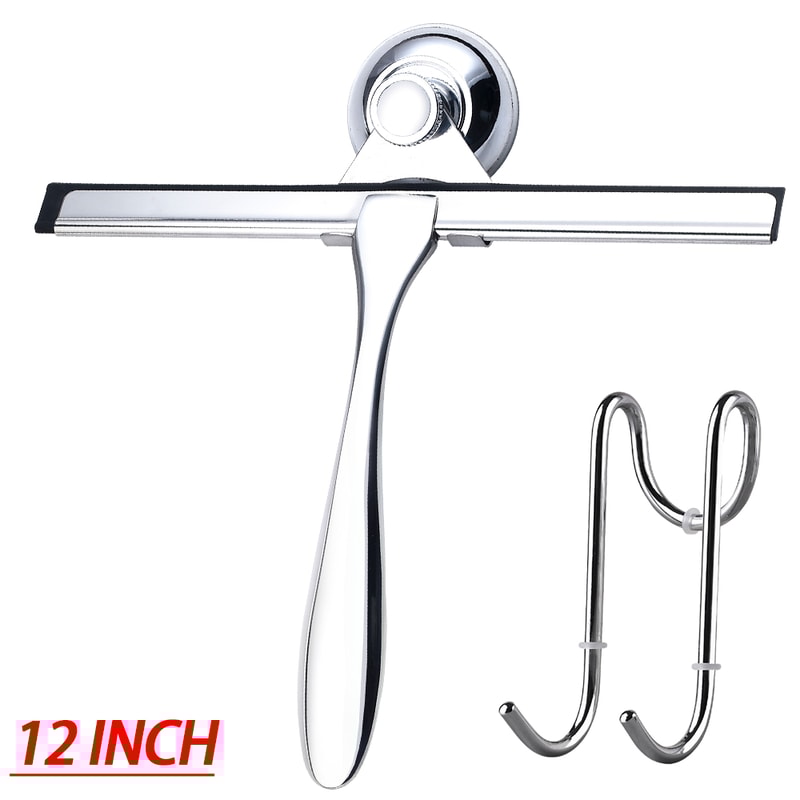 Window Wiper Silicone Rubber Shower Squeegee Blade With Suction Cup Hook For Bathroom Household Use 6