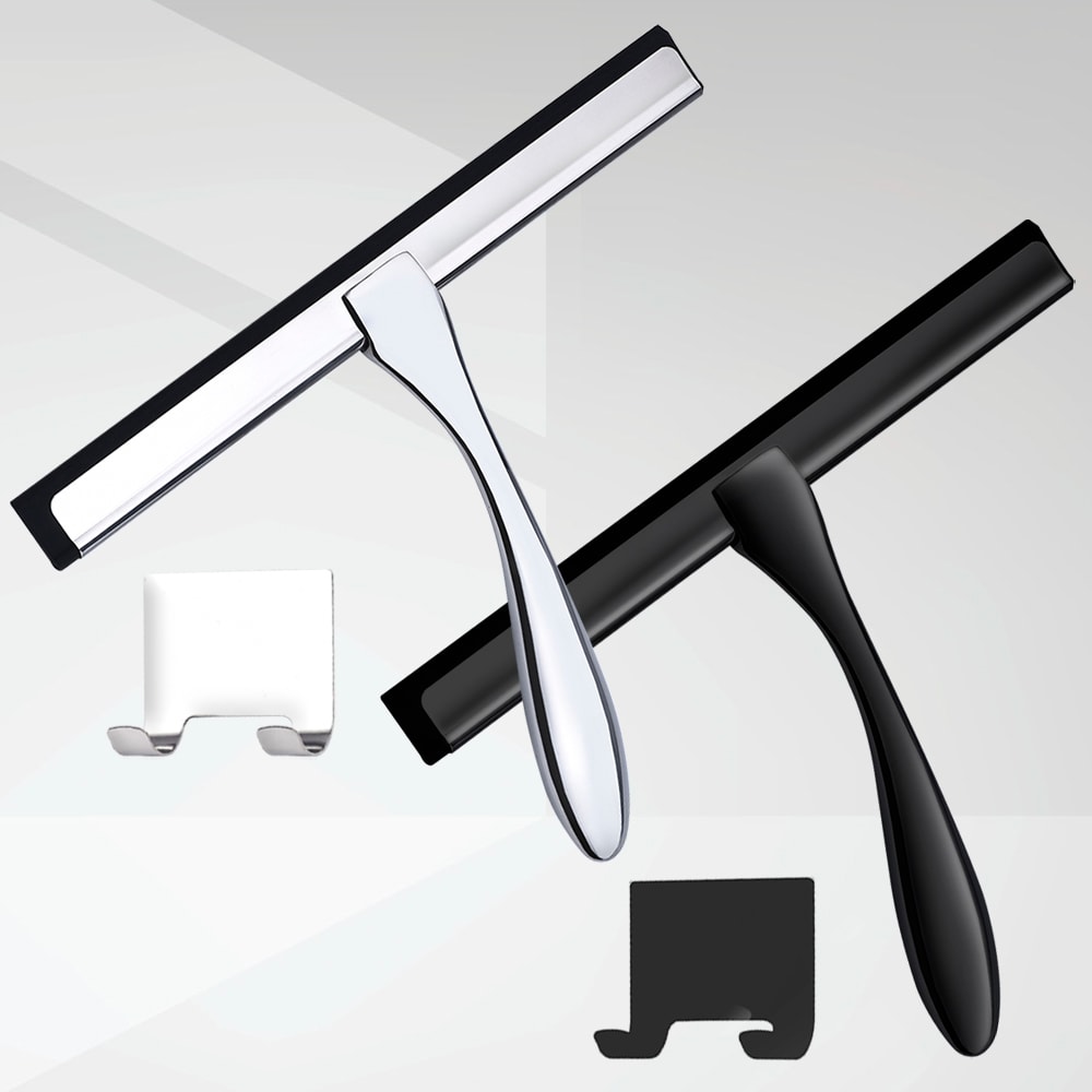 Stainless Steel Glass Wiper Shower Squeegee With Silicone Rubber Scraper For Car Mirror And Bathroo 0