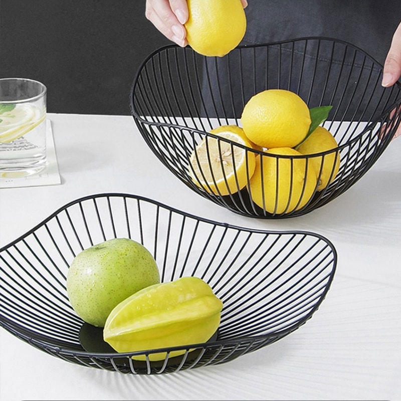 Metal Fruit Basket Simple Fruit Basin MultiSize Iron Snack Storage Bread Vegetable Organizer Kitche 0