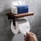 Wall Mount Wooden Toilet Paper Holder Bathroom Storage Shelf With Phone Holder Towel Roll Shelf For 1