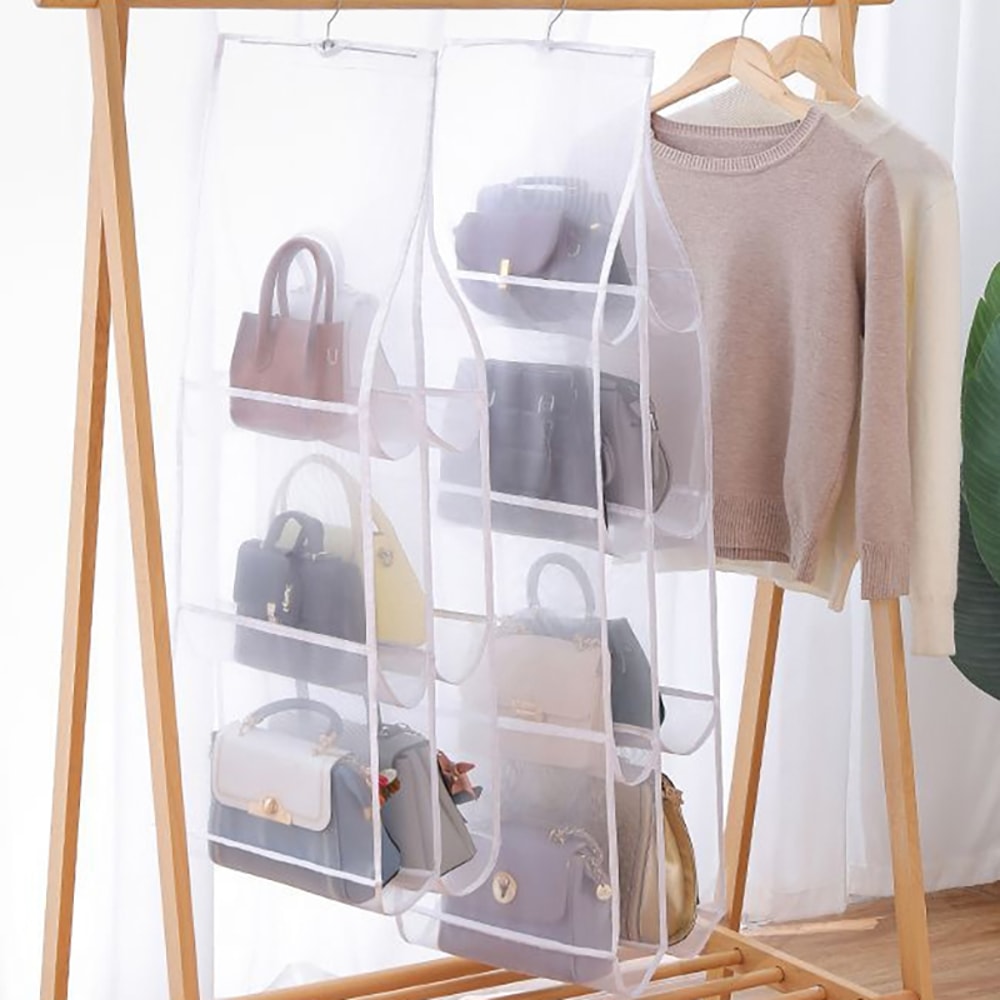 Transparent Hanging Handbag Organizer Closet Storage Bag Clear Sundry Shoe Hanger Wardrobe Pouch Ac 4