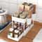 Non-Slip Double-Layer Pull-Out Storage Rack Multifunctional Box with Five Hooks for Kitchen and Bathroom Sink Storage