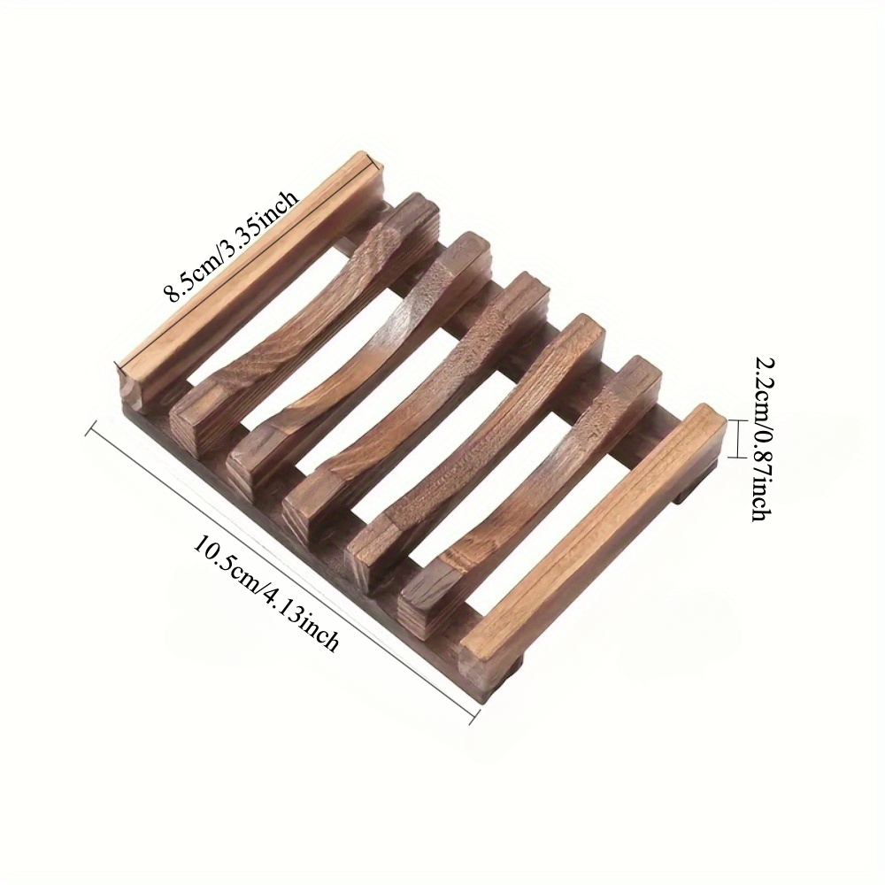 SelfDraining Elegant Wooden Soap Dish Natural Wood Finish Soap Box For Bathroom Decor 3