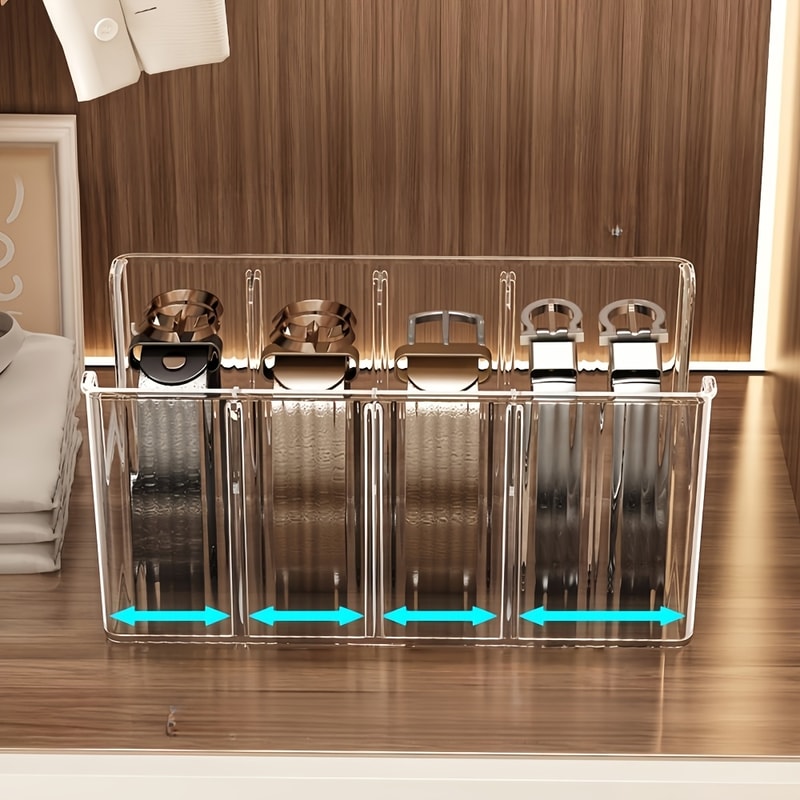 Plastic Belt Organizer Large Capacity Divided Storage Shelf Transparent Dustproof For Wardrobe Make 2
